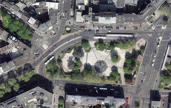 Luftaufnahme des Ebertplatzes